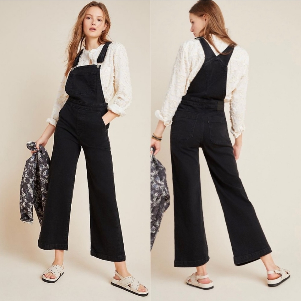 Levis Black Rose Ribcage Wide Leg Jean Overalls